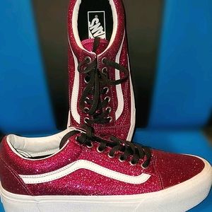 Platform Vans Magenta Sparkle M9.5/W11